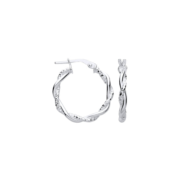 Sterling Silver Ring - Silver D/C & Plain Twist Hoop Earrings - by Hearts Forever Jewellers