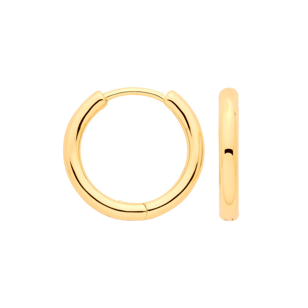 18k Yellow Gold Ring - Silver 18ct YG Plated Hinged Hoop Earrings - by Hearts Forever Jewellers