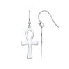 Sterling Silver Ring - Silver Ankh Cross Drop Earrings with Hook - by Hearts Forever Jewellers