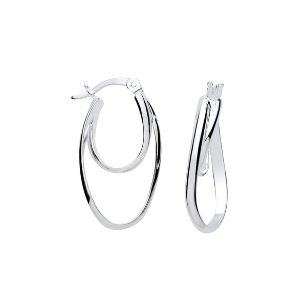 Sterling Silver Ring - Silver Oval Hoop Earrings - by Hearts Forever Jewellers