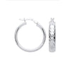 Sterling Silver Ring - Silver 20mm Tyre Tread Design D Shape Earrings - by Hearts Forever Jewellers