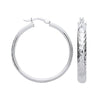 Sterling Silver Ring - Silver 30mm Tyre Tread Design D Shape Earrings - by Hearts Forever Jewellers