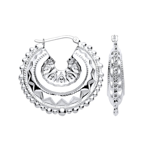 Sterling Silver Earrings - Silver Round 35mm Creole - by Hearts Forever Jewellers