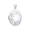 Sterling Silver Jewellery - Silver Engraved Flower Oval Locket - by Hearts Forever Jewellers