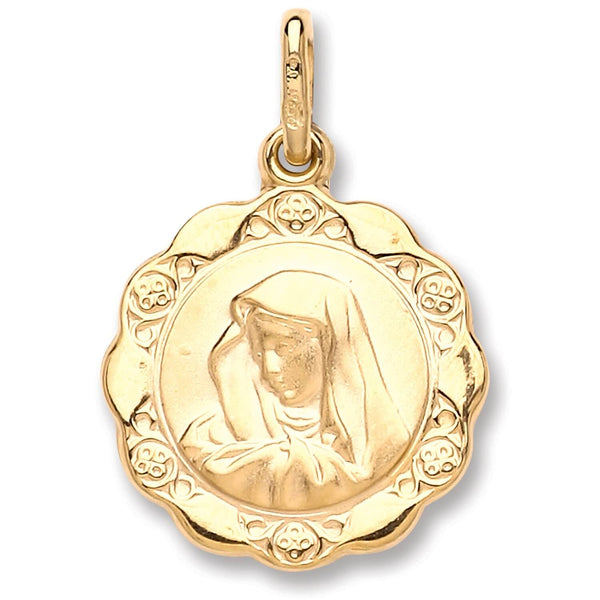 Necklace - Y/G Hollow Madonna Pendant - by Hearts Forever Jewellers