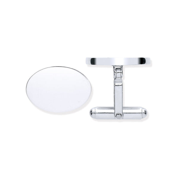 Sterling Silver Jewellery - Silver Plain Oval Cufflinks - by Hearts Forever Jewellers