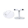 Sterling Silver Cubic Zirconia Jewellery - Silver CZ, Plain Oval Cufflinks - by Hearts Forever Jewellers