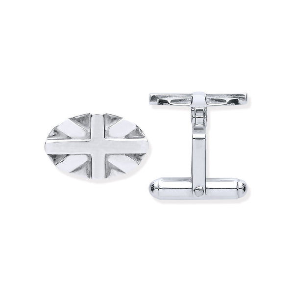 Sterling Silver Jewellery - Silver Union Jack Oval Cufflinks - by Hearts Forever Jewellers