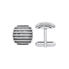 Sterling Silver Cubic Zirconia Jewellery - Silver & Black Stripes, CZ Domed Cufflinks - by Hearts Forever Jewellers