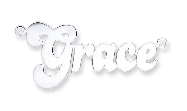 Sterling Silver Necklace - Silver Large Banana Split Style Nameplate with 16"/18"/20" chain - by Hearts Forever Jewellers