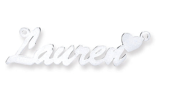 Sterling Silver Necklace - Silver Script Heart Nameplate with 16"/18"/20" chain - by Hearts Forever Jewellers