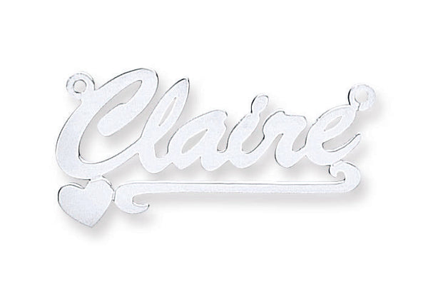 Sterling Silver Necklace - Silver Script Heart Scroll Nameplate with 16"/18"/20" chain - by Hearts Forever Jewellers