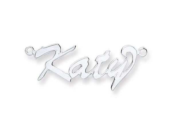 Sterling Silver Necklace - Silver Script Curl Nameplate with 16"/18"/20" chain - by Hearts Forever Jewellers