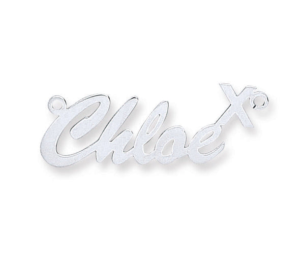 Sterling Silver Necklace - Silver Script Kiss Nameplate with 16"/18"/20" chain - by Hearts Forever Jewellers