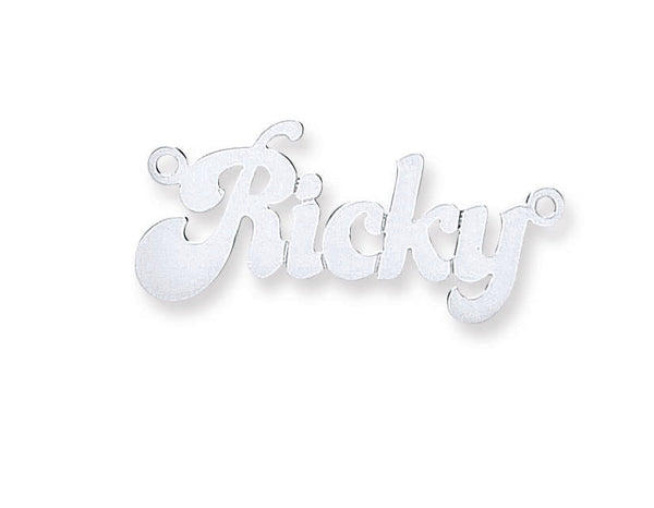 Sterling Silver Necklace - Silver Medium Banana Split Style Nameplate with 16"/18"/20" chain - by Hearts Forever Jewellers