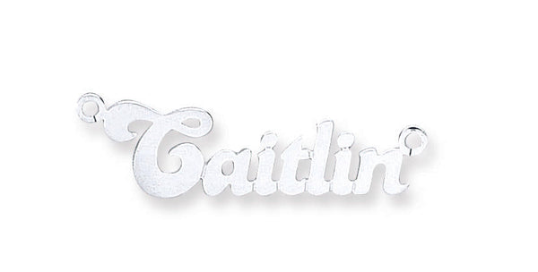 Sterling Silver Necklace - Silver Small Banana Nameplate with 16"/18"/20" chain - by Hearts Forever Jewellers