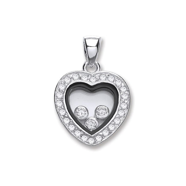 Sterling Silver Cubic Zirconia Necklace - Silver Floating Cz Heart Pendant - by Hearts Forever Jewellers