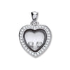 Sterling Silver Cubic Zirconia Necklace - Silver Floating Cz Heart Pendant - by Hearts Forever Jewellers