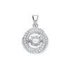 Sterling Silver Cubic Zirconia Ring - Silver Cz Swirl Pendant with Hanging Shimering Cz - by Hearts Forever Jewellers