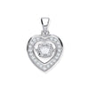 Sterling Silver Cubic Zirconia Ring - Silver Cz Heart Pendant with Hanging Shimering Cz - by Hearts Forever Jewellers