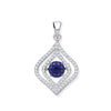 Sterling Silver Cubic Zirconia Ring - Silver Cz Pendant with Hanging Shimmering Blue Cz - by Hearts Forever Jewellers