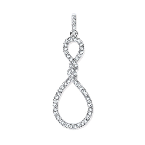 Sterling Silver Cubic Zirconia Necklace - Silver Teardrop Twist Cz Pendant - by Hearts Forever Jewellers