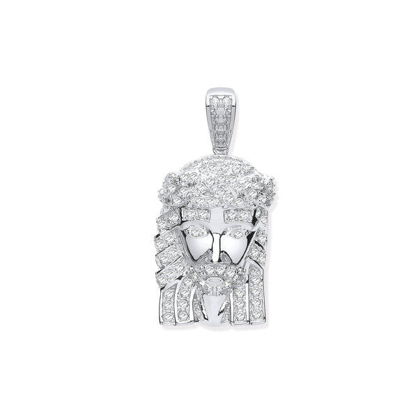Sterling Silver Cubic Zirconia Necklace - Silver Cz Jesus Pendant - by Hearts Forever Jewellers