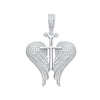 Sterling Silver Cubic Zirconia Necklace - Silver CZ Open Angel Wings with Royal Cross Pendant - by Hearts Forever Jewellers