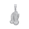 Sterling Silver Cubic Zirconia Necklace - Silver CZ Praying Hands Pendant - by Hearts Forever Jewellers
