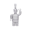 Sterling Silver Cubic Zirconia Necklace - Silver CZ Lego Man Pendant - by Hearts Forever Jewellers