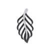 Sterling Silver Cubic Zirconia Necklace - Silver Black & Clear CZ Leaf Drop Pendant - by Hearts Forever Jewellers