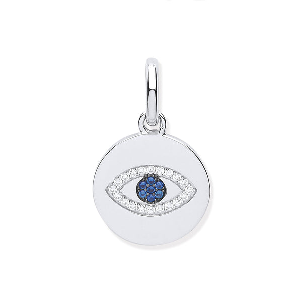 Sterling Silver Cubic Zirconia Necklace - Silver Evil Eye CZ Drop Pendant - by Hearts Forever Jewellers