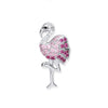 Sterling Silver Cubic Zirconia Necklace - Silver CZ Flamingo Drop Pendant - by Hearts Forever Jewellers