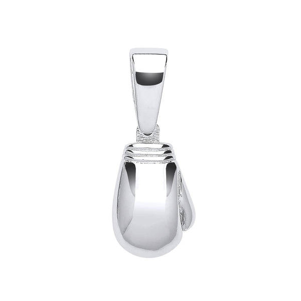 Sterling Silver Necklace - Silver Plain Boxing Glove Drop Pendant - by Hearts Forever Jewellers