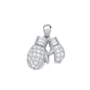 Sterling Silver Cubic Zirconia Necklace - Silver CZ Boxing Gloves Drop Pendant - by Hearts Forever Jewellers