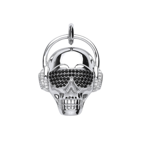 Sterling Silver Necklace - Silver Skull with Headphones Pendant - by Hearts Forever Jewellers
