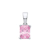 Sterling Silver Cubic Zirconia, Emerald Necklace - Silver PINK CZ Emerald Cut Pendant - by Hearts Forever Jewellers