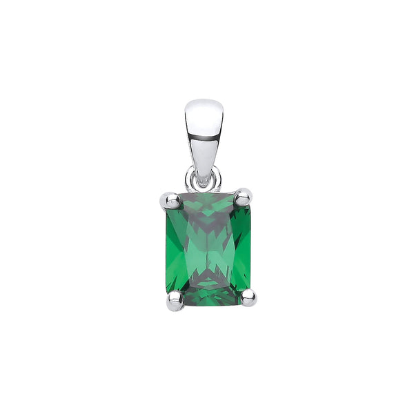 Sterling Silver Cubic Zirconia, Emerald Ring - Silver GREEN CZ Emerald Cut Pendant - by Hearts Forever Jewellers