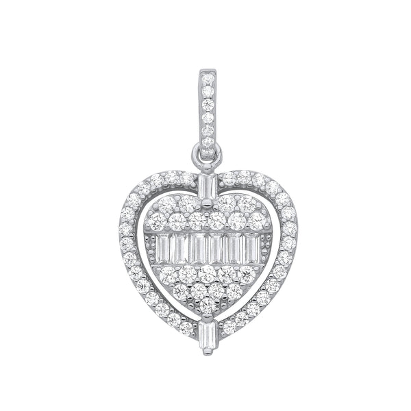 Sterling Silver Cubic Zirconia Necklace - Silver Heart Halo Style CZ Pendant - by Hearts Forever Jewellers