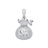 Sterling Silver Cubic Zirconia Necklace - Silver $ Money Bag CZ Hollow Pendant - by Hearts Forever Jewellers