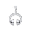 Sterling Silver Cubic Zirconia Necklace - Silver Headphones CZ Pendant - by Hearts Forever Jewellers