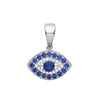 Sterling Silver Cubic Zirconia Necklace - Silver Evil Eye Blue CZs Pendant - by Hearts Forever Jewellers