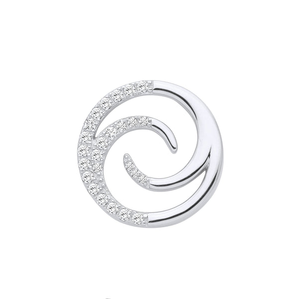 Sterling Silver Cubic Zirconia Necklace - Silver Swirl CZ Pendant - by Hearts Forever Jewellers