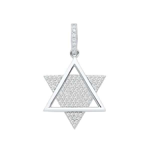 Sterling Silver Cubic Zirconia Necklace - Silver Star of David CZ Pendant - by Hearts Forever Jewellers