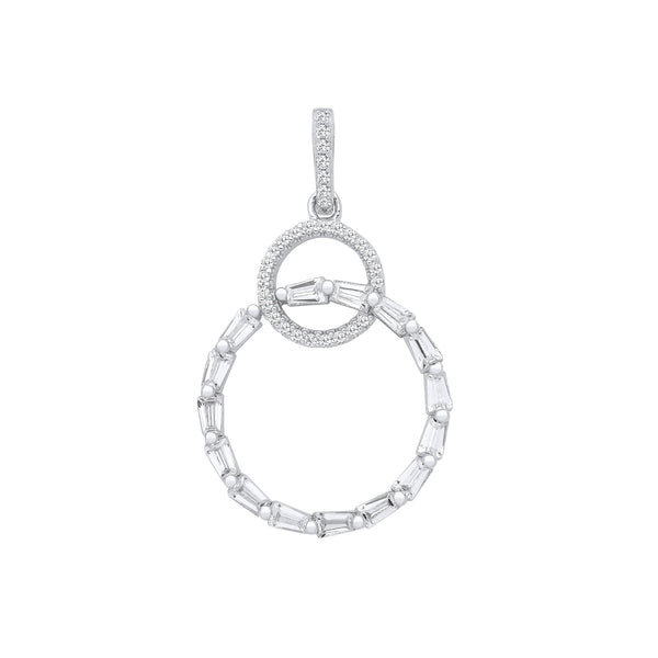Sterling Silver Cubic Zirconia Necklace - Silver Entwined Circles Drop CZ Pendant - by Hearts Forever Jewellers