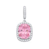 Sterling Silver Cubic Zirconia Necklace - Silver Pink Cushion cut CZ Pendant - by Hearts Forever Jewellers