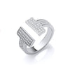 Sterling Silver Cubic Zirconia Ring - Silver T-Bar Cz Ring - by Hearts Forever Jewellers