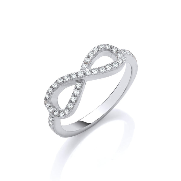 Sterling Silver Cubic Zirconia Ring - Silver Cz Infinity Symbol Ring - by Hearts Forever Jewellers