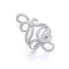 Sterling Silver Cubic Zirconia Ring - Silver Fancy Cz Long Top Ring - by Hearts Forever Jewellers
