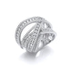 Sterling Silver Cubic Zirconia Ring - Silver Intertwined Channel & Pave Set Cz Ring M - by Hearts Forever Jewellers